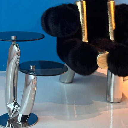 Modern Chic Durable Classic Personalized Side Table With Stainless Steel Frame Tempered Glass For Living Room Furniture