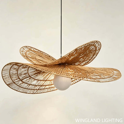 Ceiling Hanging Fixture Home Decoration Living Room Rattan Handcraft Designer Home Wicker Bamboo Pendant Lamp