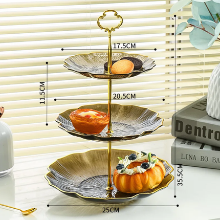 Classic Eco-Friendly Ceramic 3-Tier Dessert Display Stand Cake Stand Wedding Party Dinner Plate Hotels Fruit Plates