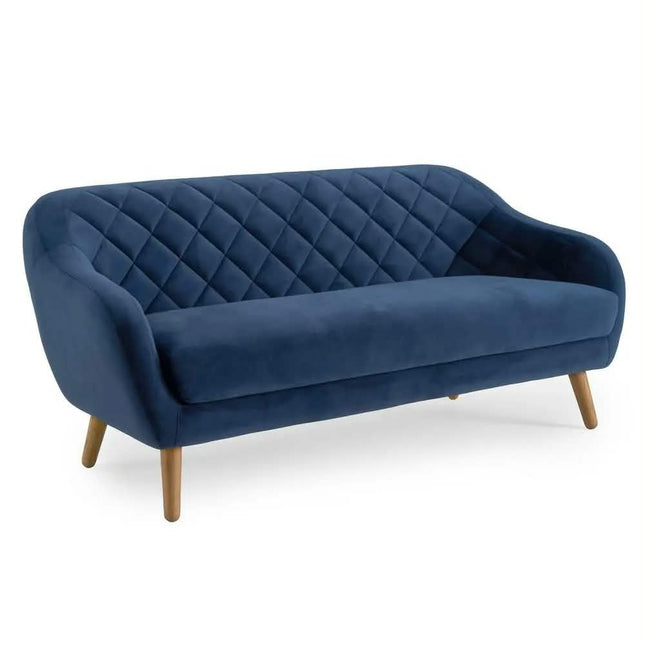 European Style Wood Legs Upholstery Sofa Set Modern Blue Velvet Couch Hotel Living Room Sofa Set with Armrest