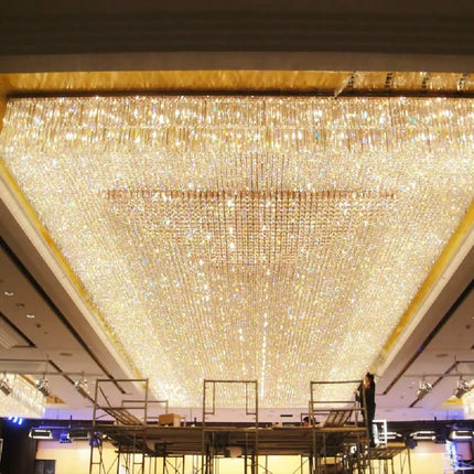 Modern LED Crystal Lamp Chandelier for Low Ceiling Square Shape for Hotel Meeting Rooms