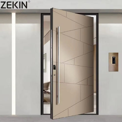 ZEKIN New Style Customized Entrance Pivot Front Entry Aluminum Pivot Door Luxury Villa Modern Glass Door For Houses Smart Lock