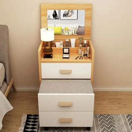 Nordic Simple Style White Small Dresser Mirrored NightStand Bedside Table With Drawer For Bedroom Living Room