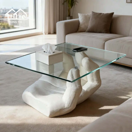 Made of FiberGlass Modern European Durable Living Room Furniture Fiberglass Base Glass Top Low Convertible Adjustable Height Portable Eco-Friendly