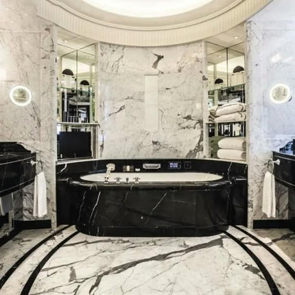 High End Solid Stone Freestanding Bathtub Natural Marble Hand Carved Soaking Tub For Commercial Hotel Villa Bathroom