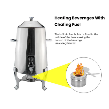 Hotel Banquet Stainless Steel Beverage Dispenser Coffee Tea Economic Juice Chafing Dish Catering Fuel Heating 19L Model