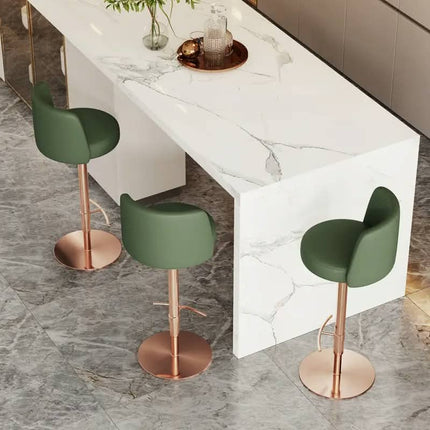 Hotel Stainless Steel Bar Stool Chair Lift Revolving Leather Dining High Stool For Home