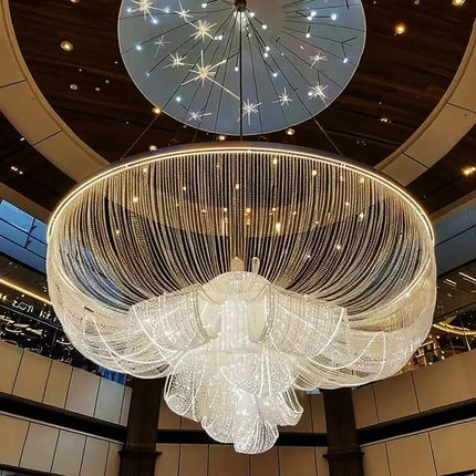Large Crystal Pendant Flower Pattern Shaped Hotel Lobby Useful Ceiling Chandelier Customized for High Ceilings