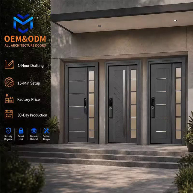 Custom Design Stainless Steel Exterior Security Front Interior Modern Home Entrance Door With Smart y