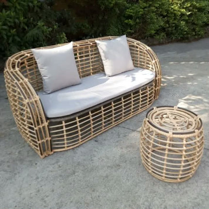 General Use Outdoor Wicker Rattan Sofa Chairs and Tea Table Set For Garden