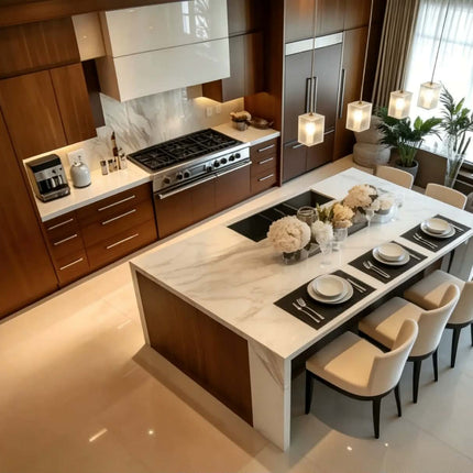 Customize Extra Modern High Quality Modular Marble Island Lacquered Glass Door  Dining Kitchen Cabinet