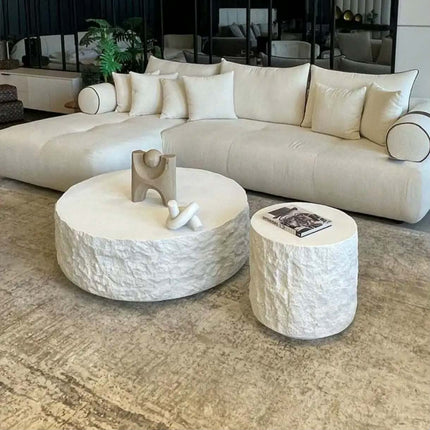 Made of concrete Modern Nordic Luxury Round Side Table, Designer Inspired Corner Coffee Table For Living Room Sofa Side Use