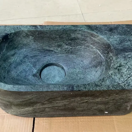 Custom Mini Size Wall Hung India Marble Stone Bathroom Sink WashBasin Rectangle Natural Stone Wash Basin For Hotel Use