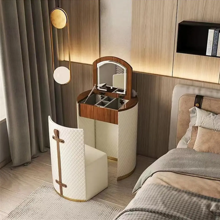 Minimalist European Style Bedroom Furniture Nordic Small Make-Up Dresser Table Set With Mirror