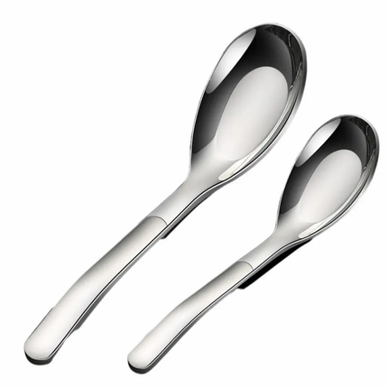High Quality Cutlery Set 316 Stainless Steel Flat Bottom Serving Spoon Kitchen Dessert Silverware Mirror Polished