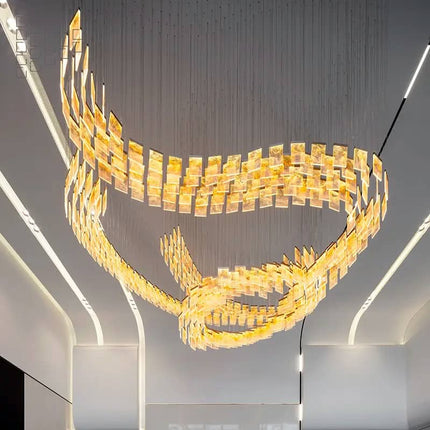 Modern Designer Custom Art Simple Acrylic Style Spiral Pendant Chandelier Lamp Pendant Light for Hotel Villa Hall Living Room