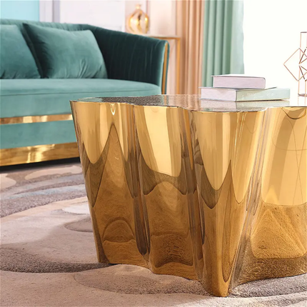 Modern minimalist Italian High-End luxury tea table stainless steel coffee table with tree root shaped etching home furniture