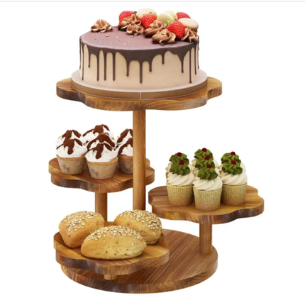 4 Tier Round Cupcake Tower Stand Wooden Cake Stand Rustic Cupcake Stand