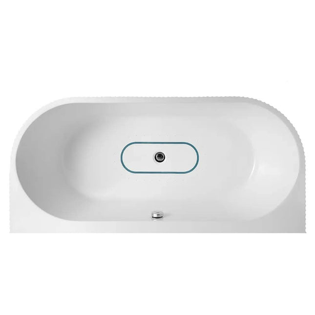 Italian-Style Striped Artistic Bathtub Indoor Free Standing Acrylic Tub Modern Single White Bathtub fot Bathroom With LED Light