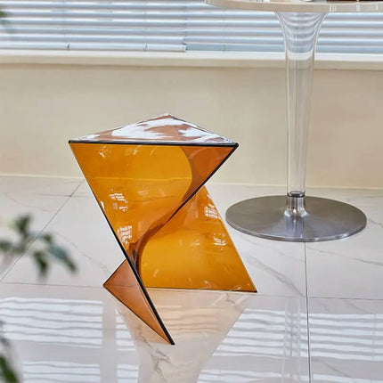 Modern Irregular Acrylic Side Table Orange Geometric Accent Table For Living Room Bedroom End Table