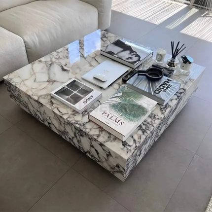 Modern luxury Italian marble square coffee table living room furniture side table