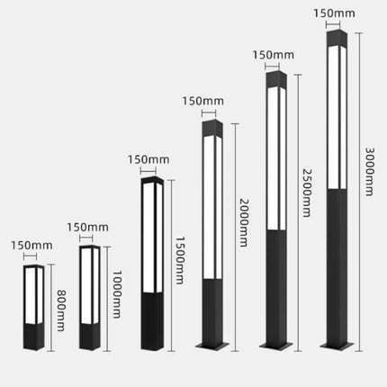 Modern Style Aluminum LED Bollard Light For Villa Courtyard IP65 Waterproof Garden Lamp Pole With Electric Power Supply