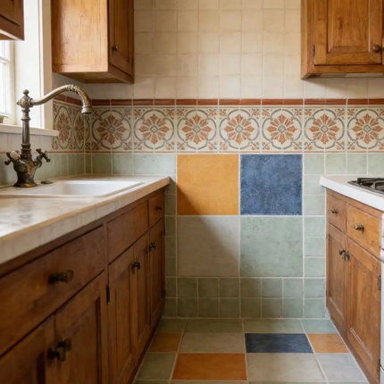 Retro Inspired Traditional Porcelain Wall Tile 30x30cm Matte Finish Earth Tones For Bathroom Feature Walls And Backsplashes