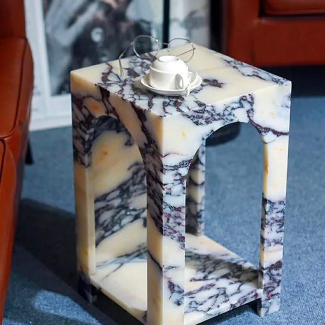 Factory Price Modern Design Calacatta Viola Violet Marble Stone Side Sofa End Table Living Room Furniture For Apartment Hotel