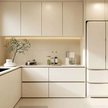 Modern Minimalist Solid Wood Kitchen Cabinets Custom Modular Durable Storage Kitchen Cabinets