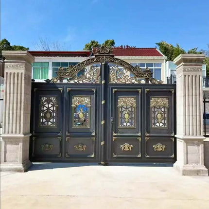 European Design Modern Aluminum Gates Automatic Wrought Aluminum Driveway and House Gates with Security Features For Hotels
