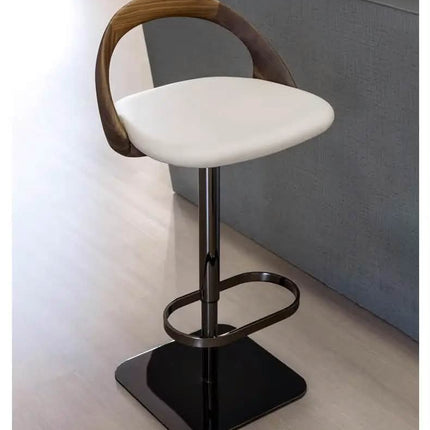 Italian Designer Adjustable Stainless Steel Bar Stool Minimalist Modern Luxurious Backrest Dining Cafe Hotel Living Room