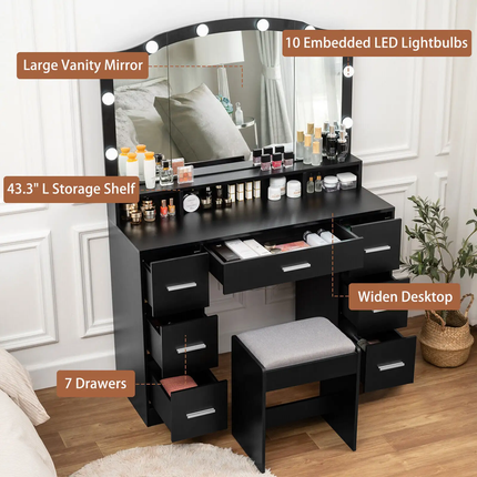 Modern and Simple Solid Wood Dressing Table With Mirror Matched With Sliding Drawer