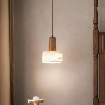 Adjustable Height Wabi Sabi Pendant Light Retro American Translucent Marble Droplight for Dining Table Kitchen Island Restaurant