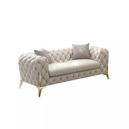 Modern 6-Seater 3 2 1 chaise Lounge Sofa Set Apartment Living Room Solid Wood Frame Synthetic Leather Upholstered Hotel Use