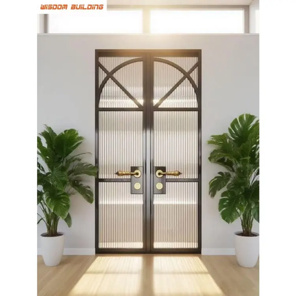 Minamally Designed Black Powder-Coated French Doors For Villa For External Aluminum Alloy Exterior Living Room Dining Balcony