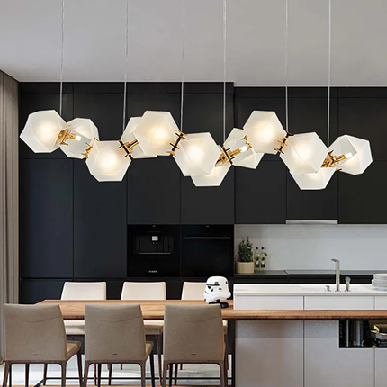 Modern Chandelier LED White Glass Stone Lamparas De Techo Suspension Luminaire Lampen Pendant Light for Dining Room Foyer
