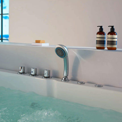 WELLGEMS WG-L238 Balneotherapy Single Freestanding Acrylic Bathtub with Combo Massage (Air Whirlpool) and Right Side Drain