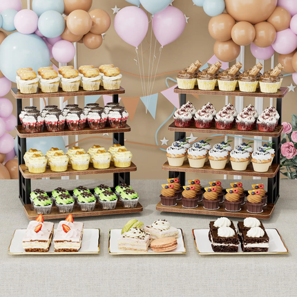 4 Tier Wooden Cupcake Stand Holds 50 Cupcakes Tiered Tray Dessert Table Display Risers For Vendor Events