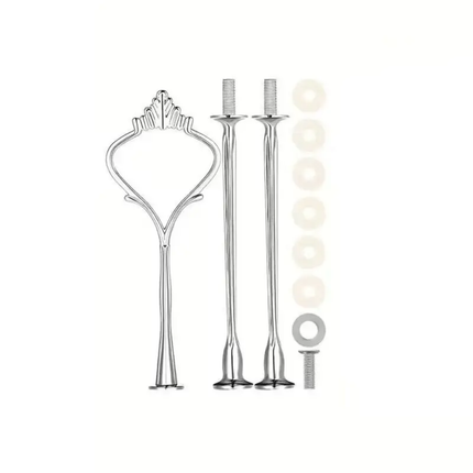 High-End Stainless Steel Gold Cake Stand Silver Snack Fruit Tray Dessert Display Stand Three-Layer