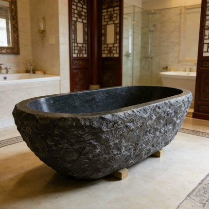 Modern Freestanding Solid Home Bathroom Sink Black Stone Antique Marble Bath Tub Natural Stone Bathtub