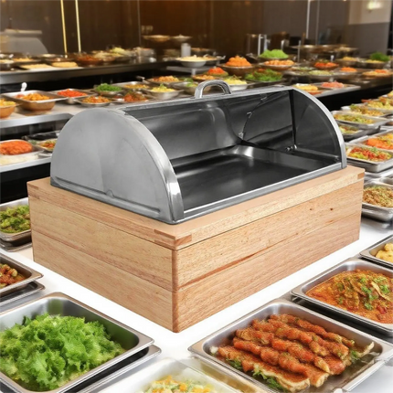 Buffet Food Warmer Ice Pack Powered Stainless Steel Bain Marie Chafing Dish Modular Design Brushed Finish Food-Grade Material