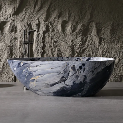 New Modern Customized Freestanding Travertine Bathtub Modern Adult Marble Tub for Indoor Hotel Or Villa Bathroom