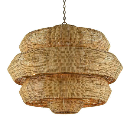 High Quality Modern Classic Rattan Natural Multi-Layer Chandelier for Bedside Reading Room Decor Pendant Light