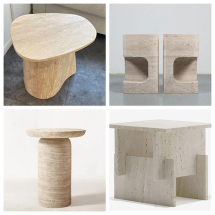 Natural Vintage Stone Turkish Travertine Coffee Table Living Room Marble Travertine Display Marble Side Table