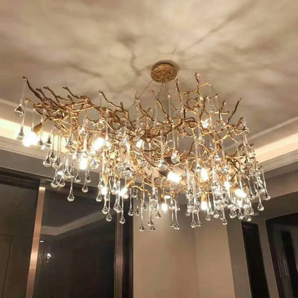 Chandelier Modern For french-Style Light-Luxury Golden Brown/Silver Custom Crystal Chandelier Branch Villa Living Room Bedroom