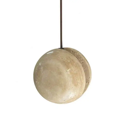 New Arrival High Quality Travertine Stone Adjustable Height Dimmable LED Pendant Light Hanging Ball Chandelier Middle Kitchen
