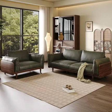 High Quality Living Room Sofa Italian Minamalist Light Luxury Design With Black Walnut Solid Wood Frame For Home Use
