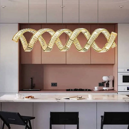 Modern Double Full Helix Pendant Light Luxury Decoration Crystal LED Chandelier For Living Room Dining Room Chandelier