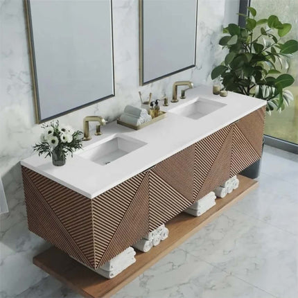 Stylish Custom Wall‑Mounted Solid Wood Bathroom Vanity With Smooth Pull‑Out Drawers and Spacious Storage Shelf.