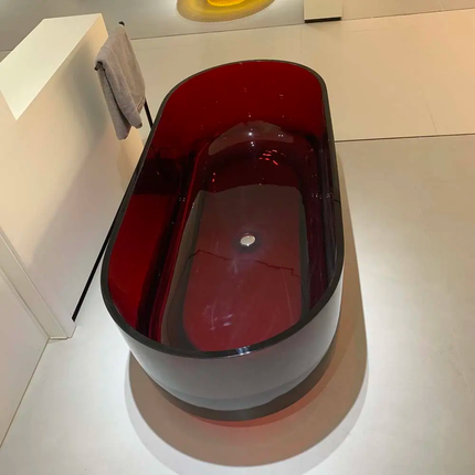 Glossy Burgundy Resin Tub Italian Design Exclusive Refined Sophisticated Living Masterpiece